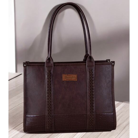 Wrangler Croc Print Wide Tote - Coffee *NEW in Package* - Picture 1 of 5